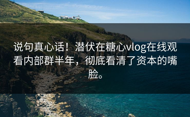 说句真心话！潜伏在糖心vlog在线观看内部群半年，彻底看清了资本的嘴脸。