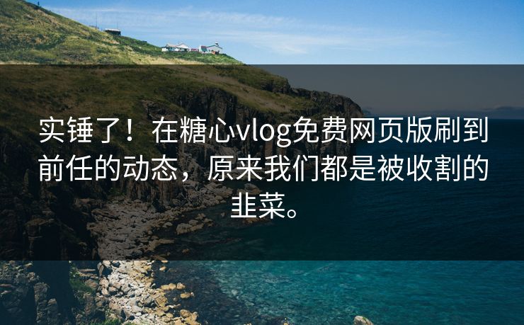 实锤了！在糖心vlog免费网页版刷到前任的动态，原来我们都是被收割的韭菜。
