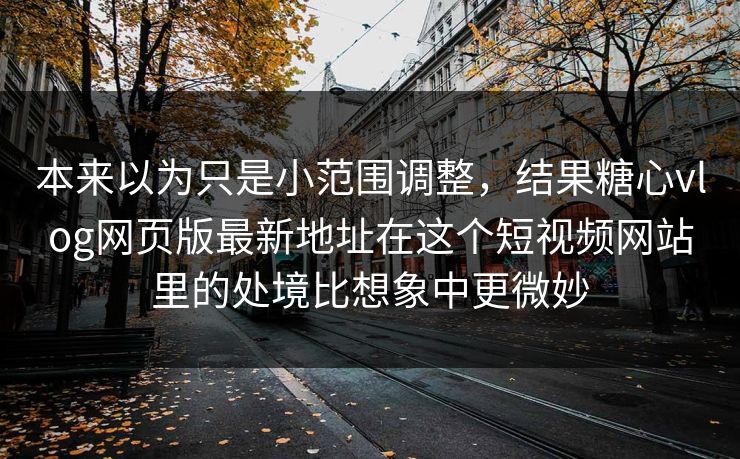 本来以为只是小范围调整，结果糖心vlog网页版最新地址在这个短视频网站里的处境比想象中更微妙